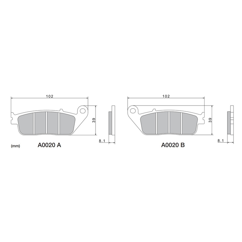 Jarrupalat NISSIN puolimetalliyhdistelmä 102x39x8.1 mm 2 kpl