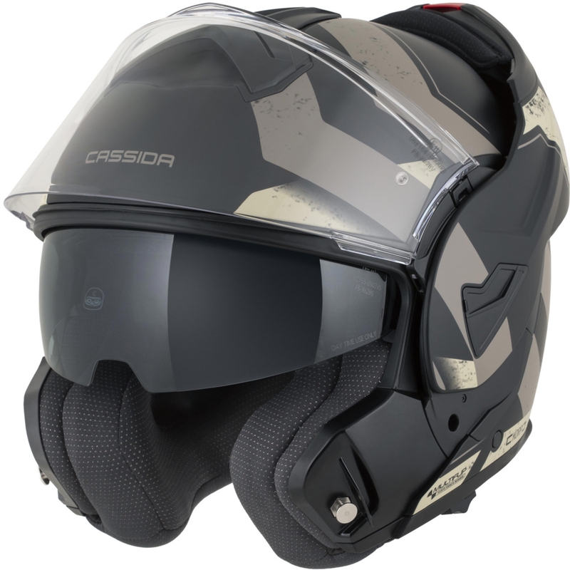 Cassida MultiFlip Korp avattava moottoripyöräkypärä mattamusta-hiekka-khaki