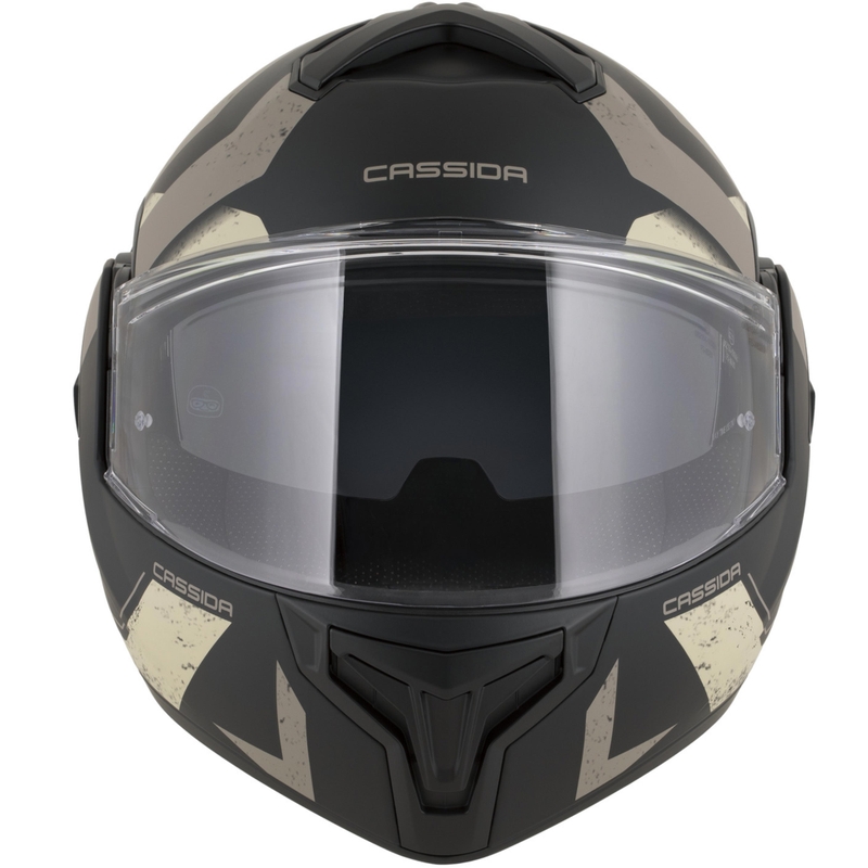 Cassida MultiFlip Korp avattava moottoripyöräkypärä mattamusta-hiekka-khaki