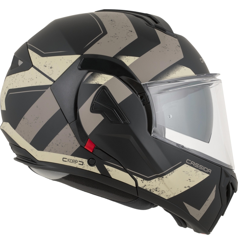 Cassida MultiFlip Korp avattava moottoripyöräkypärä mattamusta-hiekka-khaki