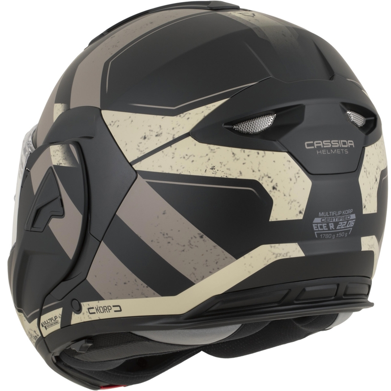 Cassida MultiFlip Korp avattava moottoripyöräkypärä mattamusta-hiekka-khaki