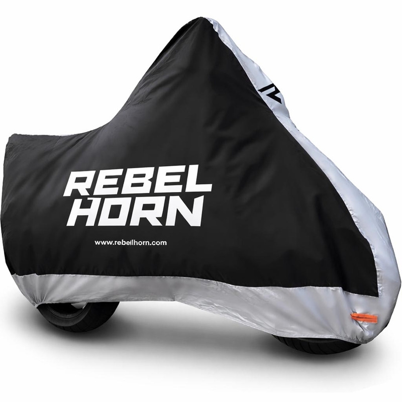 Rebelhorn Shelter -moottoripyörän suojapeite, musta-hopea