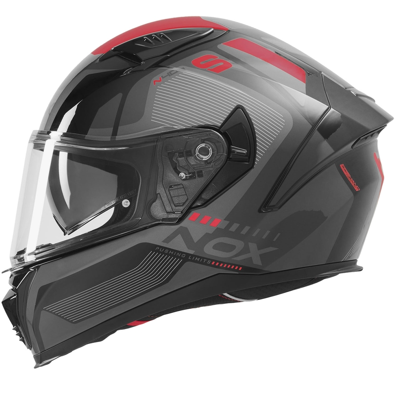 Kokokasvoinen moottoripyöräkypärä NOX N402 Mentor musta-punainen