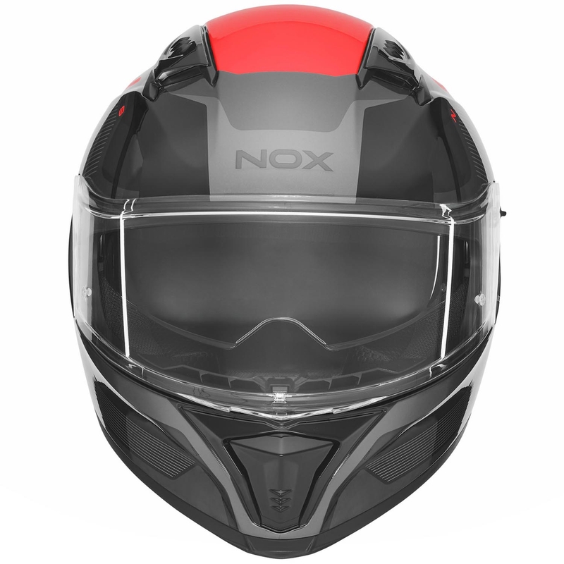 Kokokasvoinen moottoripyöräkypärä NOX N402 Mentor musta-punainen