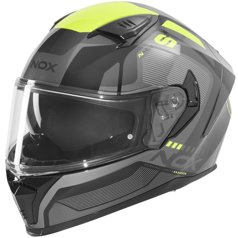 Kokokasvoinen moottoripyöräkypärä NOX N402 Mentor musta-fluo keltainen