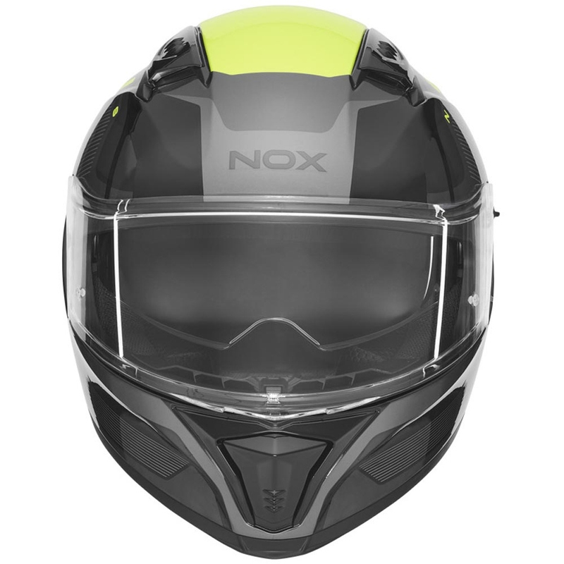 Kokokasvoinen moottoripyöräkypärä NOX N402 Mentor musta-fluo keltainen