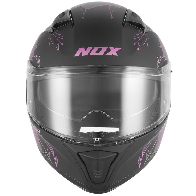 Kokokasvoinen moottoripyöräkypärä NOX N402 Spring mattamusta-pinkki