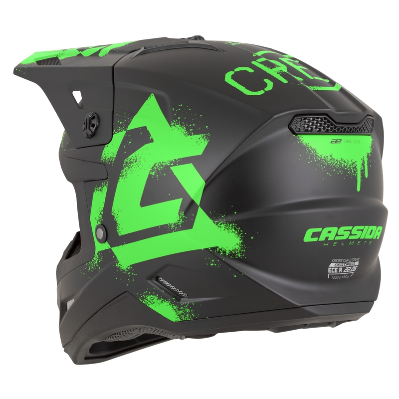 Cassida Cross Cup 2 Crew motocrossikypärä mattamusta-fluovihreä