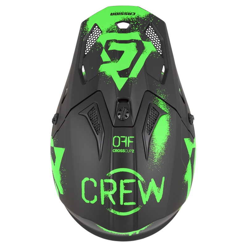 Cassida Cross Cup 2 Crew motocrossikypärä mattamusta-fluovihreä