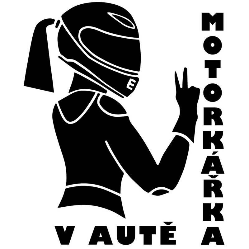 Moottoripyöräilijä autossa -tarra