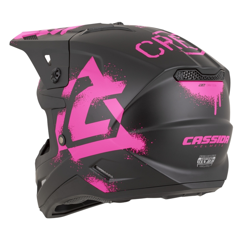 Cassida Cross Cup 2 Crew motocrossikypärä mattamusta-fluo pinkki