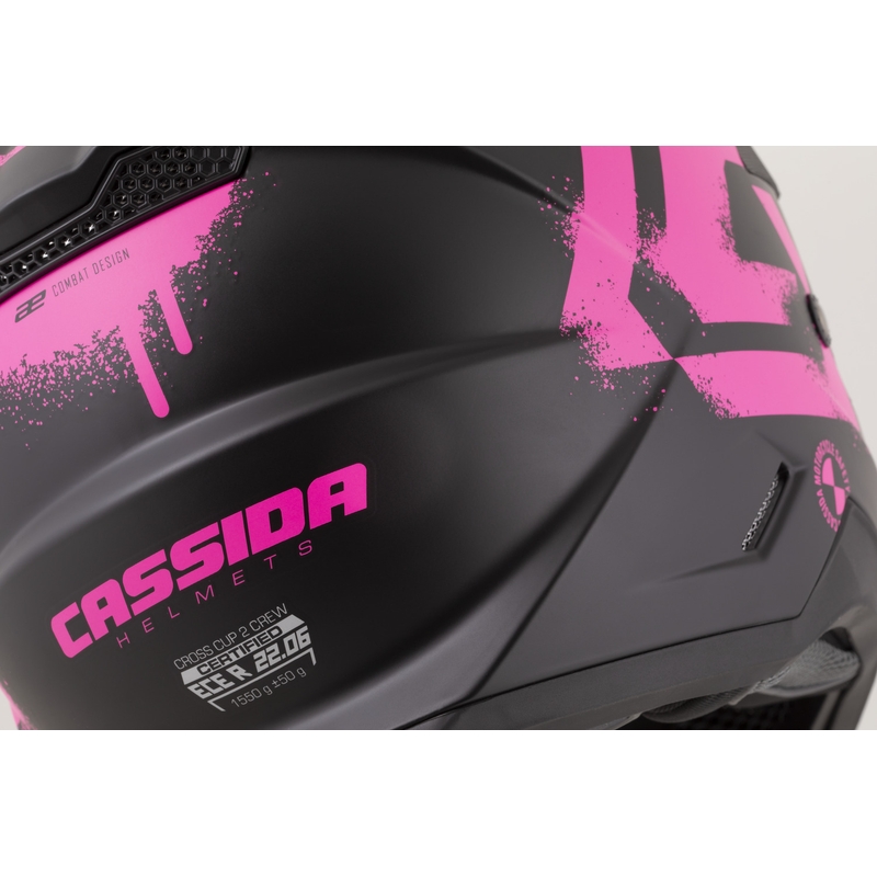 Cassida Cross Cup 2 Crew motocrossikypärä mattamusta-fluo pinkki