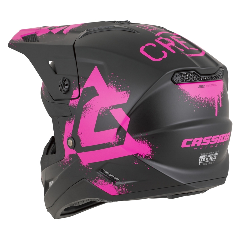 Lasten motocrossikypärä Cassida Cross Cup 2 Crew Junior mattamusta-pinkki