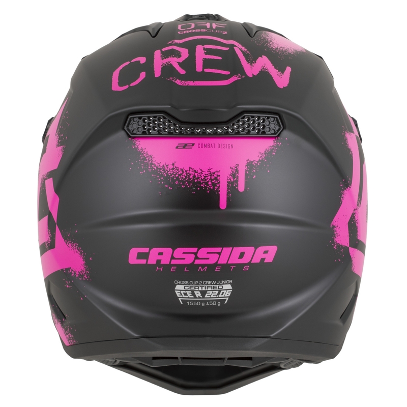 Lasten motocrossikypärä Cassida Cross Cup 2 Crew Junior mattamusta-pinkki