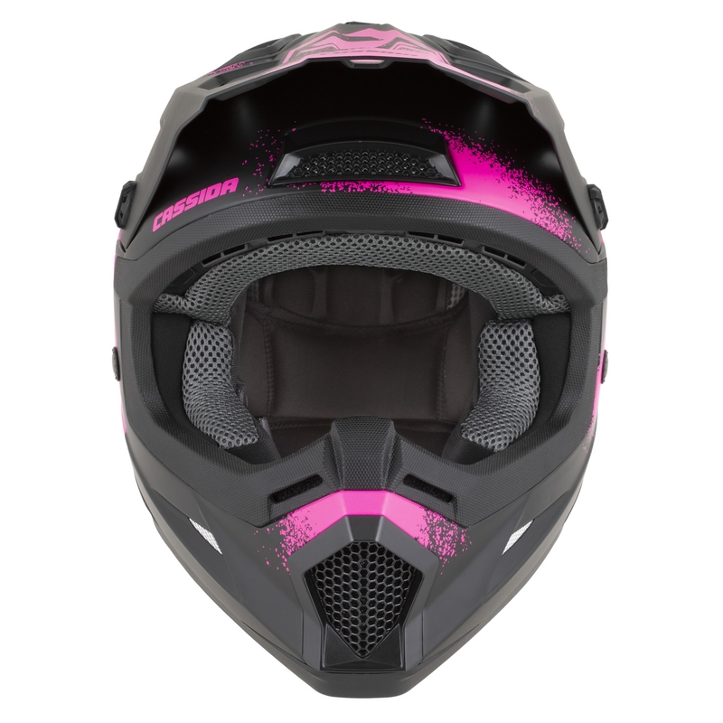 Lasten motocrossikypärä Cassida Cross Cup 2 Crew Junior mattamusta-pinkki