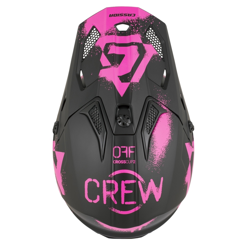 Lasten motocrossikypärä Cassida Cross Cup 2 Crew Junior mattamusta-pinkki