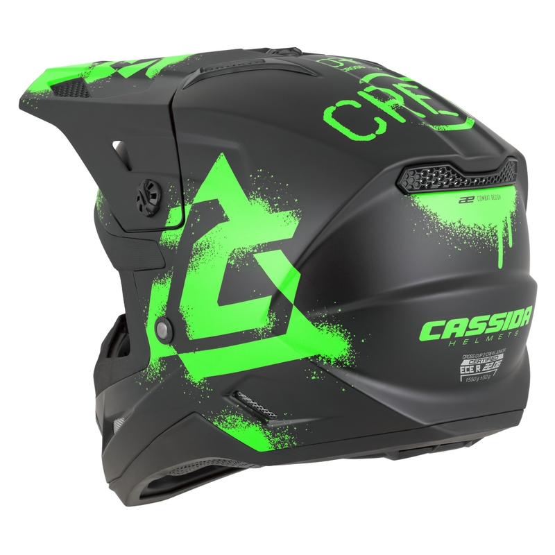 Lasten motocrossikypärä Cassida Cross Cup 2 Crew Junior mattamusta-fluovihreä