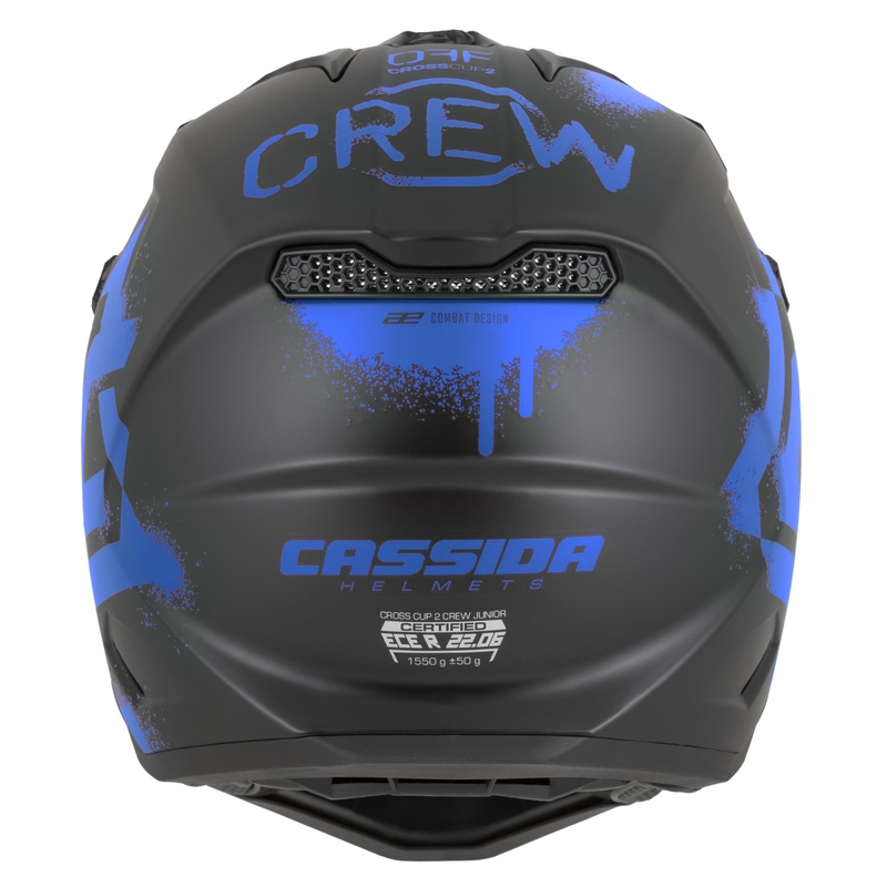 Lasten motocrossikypärä Cassida Cross Cup 2 Crew Junior mattamusta-sininen