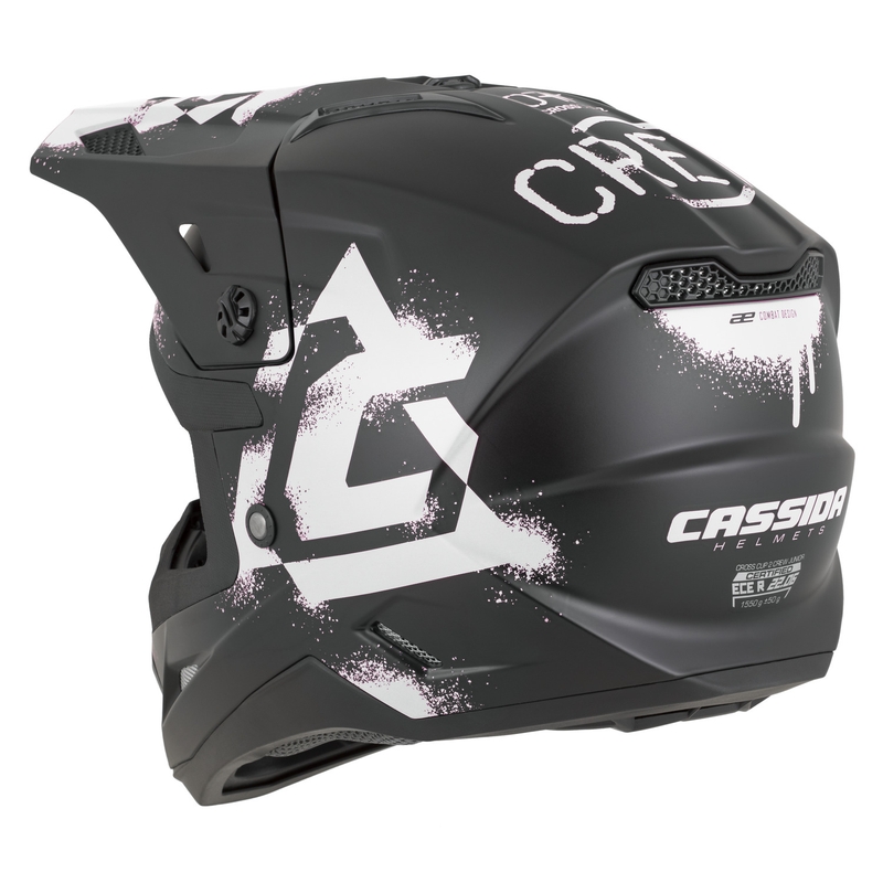 Lasten motocrossikypärä Cassida Cross Cup 2 Crew Junior mattamusta-valkoinen