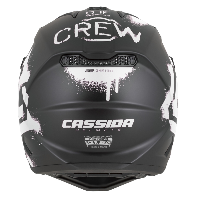 Lasten motocrossikypärä Cassida Cross Cup 2 Crew Junior mattamusta-valkoinen