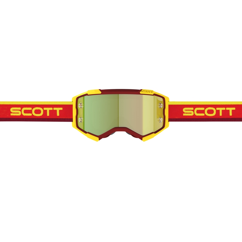 SCOTT Fury CH puna-keltaiset motocrossilasit keltaisella peilipleksilasilla