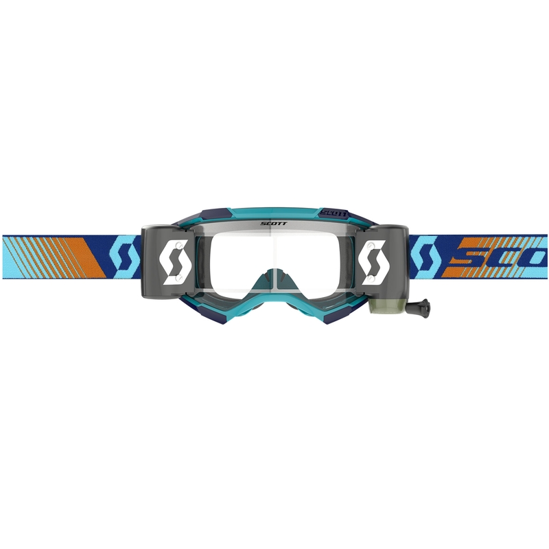 SCOTT Fury WFS motocrossilasit sini-oranssit kirkkaalla pleksilasilla