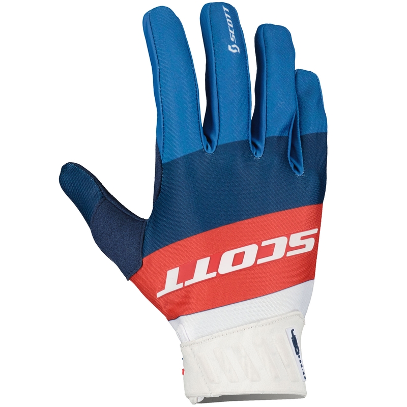 Motocross-hanskat SCOTT 450 ANGLED sini-punainen