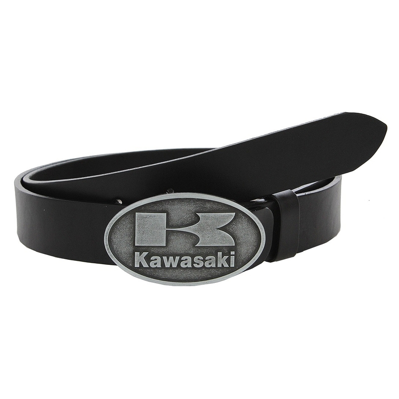 Nahkainen moto-vyö, jossa Kawasaki-solki