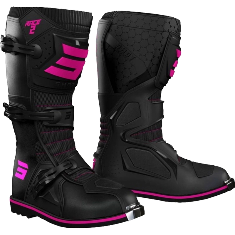 Shot Race 2 lasten motocrossisaappaat musta-pinkki