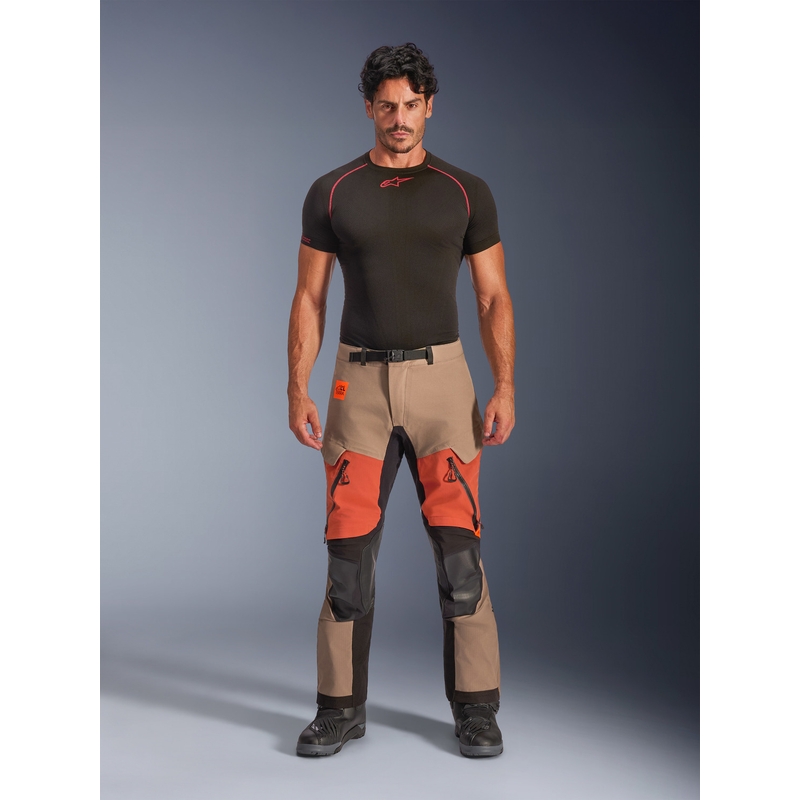 Alpinestars Halo PRO Drystar XF -moottoripyörähousut vaaleanruskea-tummanoranssi-musta