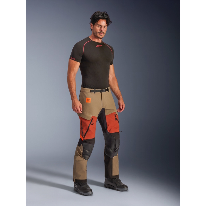 Alpinestars Halo PRO Drystar XF -moottoripyörähousut vaaleanruskea-tummanoranssi-musta