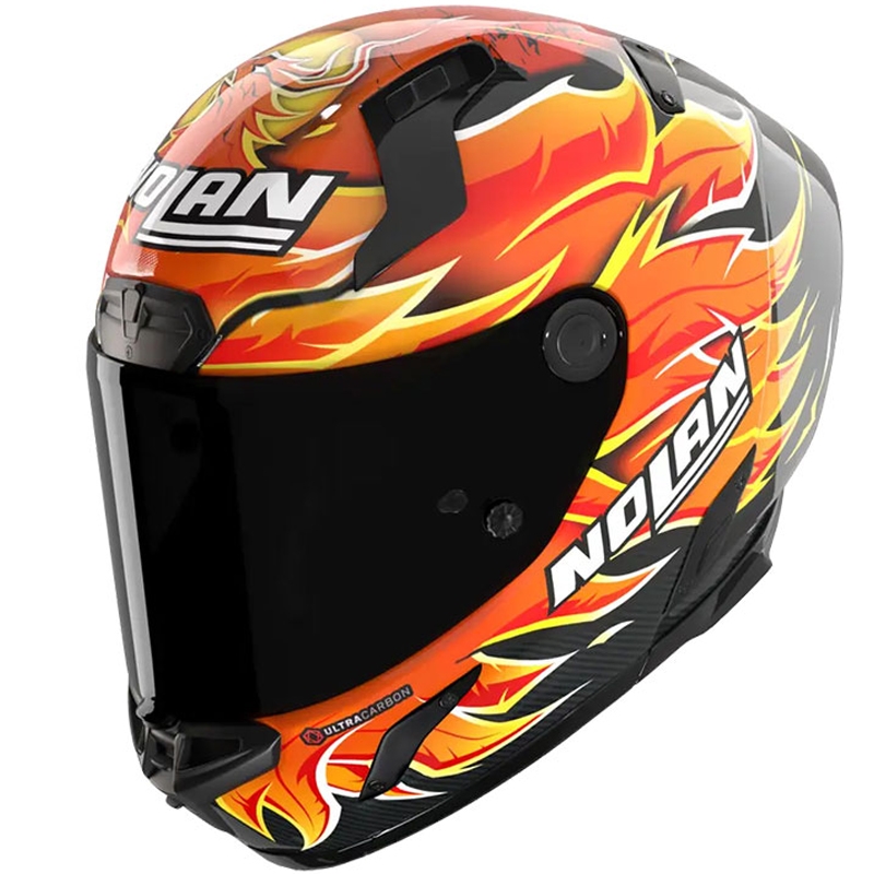 Kokokasvoinen moottoripyöräkypärä Nolan X-804 RS Ultra Carbon Replica Iannone 368 musta-punainen-oranssi-keltainen