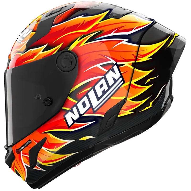 Kokokasvoinen moottoripyöräkypärä Nolan X-804 RS Ultra Carbon Replica Iannone 368 musta-punainen-oranssi-keltainen