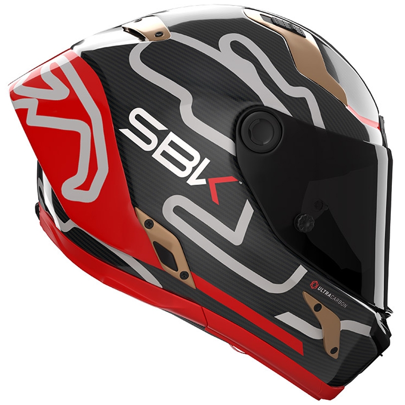 Nolan X-804 RS Ultra Carbon SBK Moottoripyörä Kypärä, Kiiltävän Musta-Punainen-Kultainen