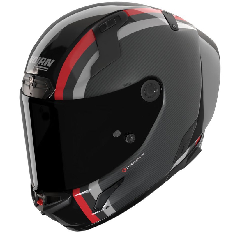 Kokokasvoinen moottoripyöräkypärä Nolan X-804 RS Ultra Carbon Gemini 364 kiiltävä harmaa-musta-punainen-antrasiitti