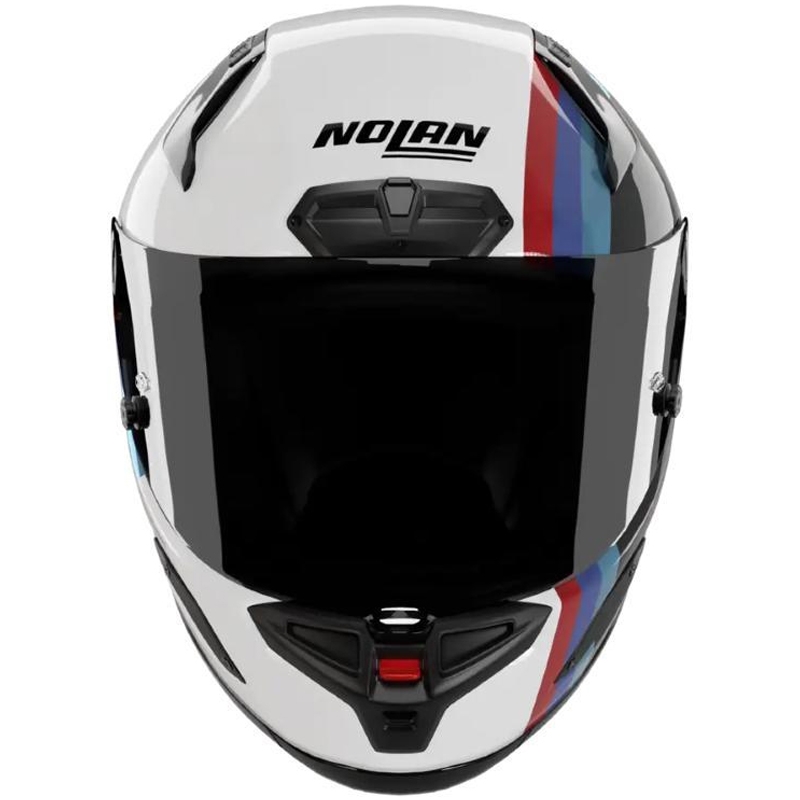 Kokokasvoinen moottoripyöräkypärä Nolan X-804 RS Ultra Carbon Gemini 365 kiiltävä harmaa-valkoinen-sini-punainen