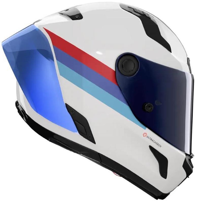 Kokokasvoinen moottoripyöräkypärä Nolan X-804 RS Ultra Carbon Gemini 365 kiiltävä harmaa-valkoinen-sini-punainen