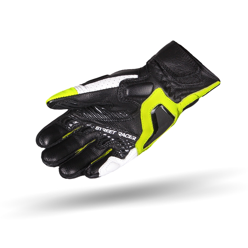 Rukavice na motorku Street Racer XTR černo-bílo-fluo žluté výprodej