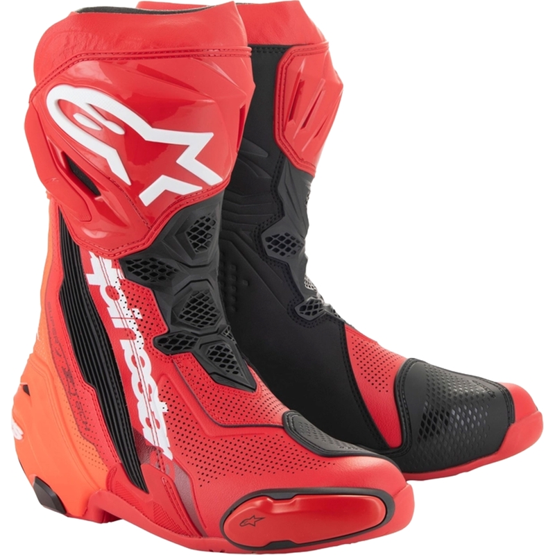 Alpinestars Supertech R Vented Fluo punainen moottoripyörä saappaat