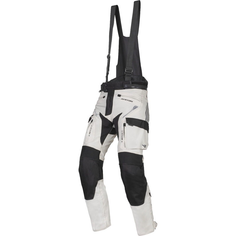 Prodloužené kalhoty na motorku Ayrton Rally II bílo-černo-šedé