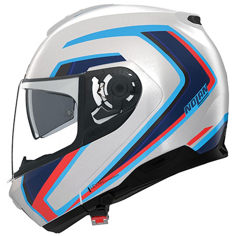 Nolan N100-6 Radiante N-COM 358 avattava moottoripyöräkypärä, valkoinen-harmaa-sininen
