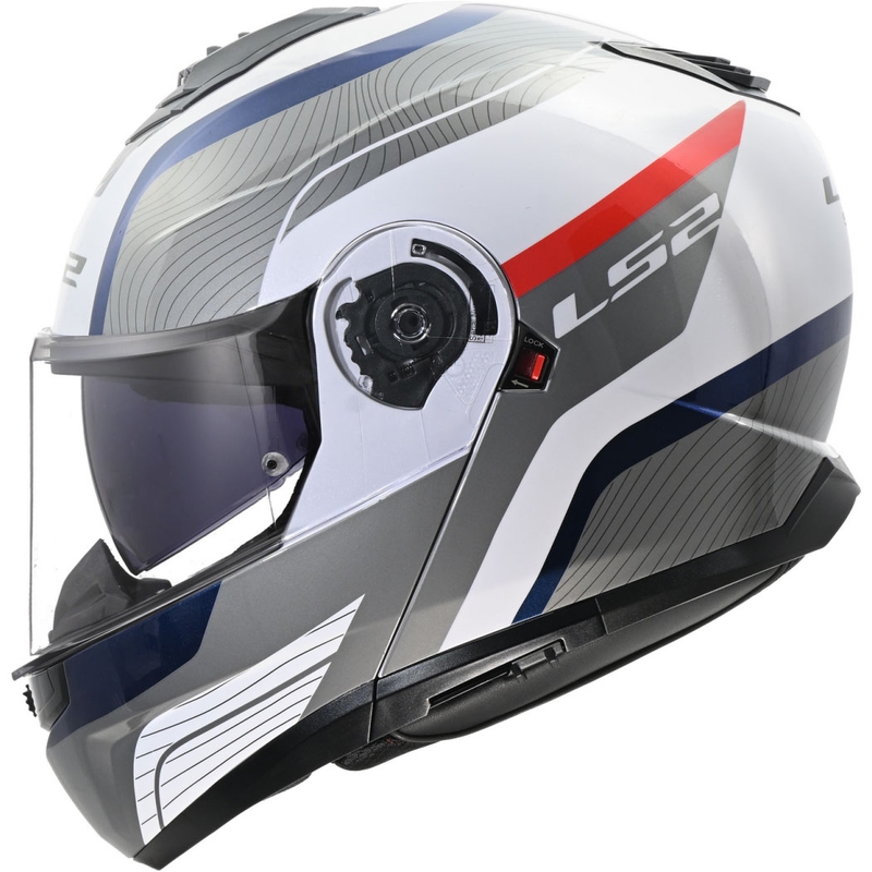 Avattava kypärä LS2 FF908 Strobe II Monza kiiltävä valkoinen-sini-punainen