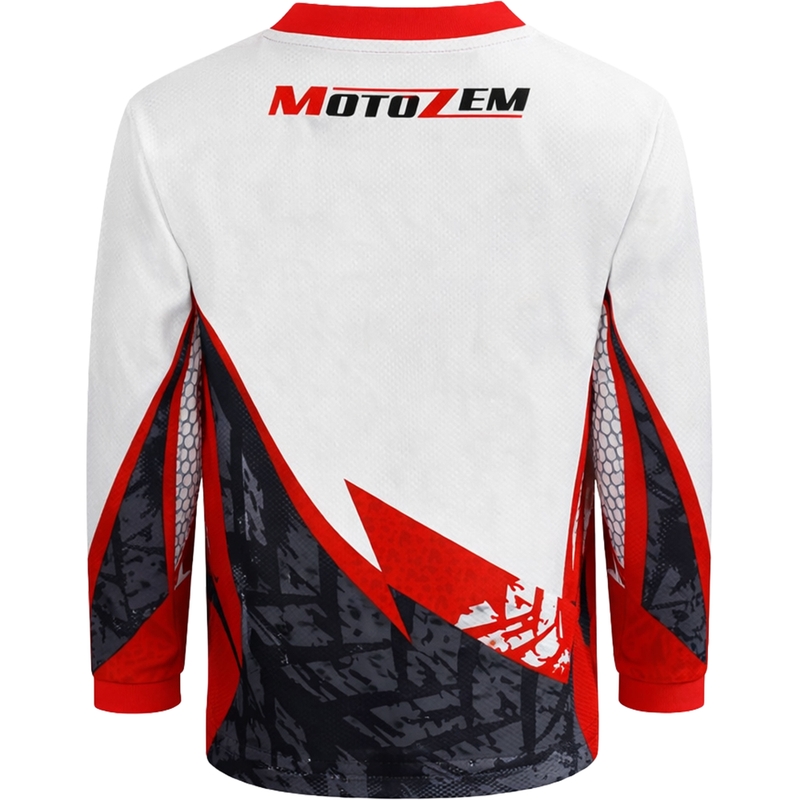 Lasten motocross-paita MotoZem Ground MX valkoinen-musta-punainen
