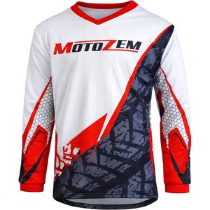 Lasten motocross-paita MotoZem Ground MX valkoinen-musta-punainen