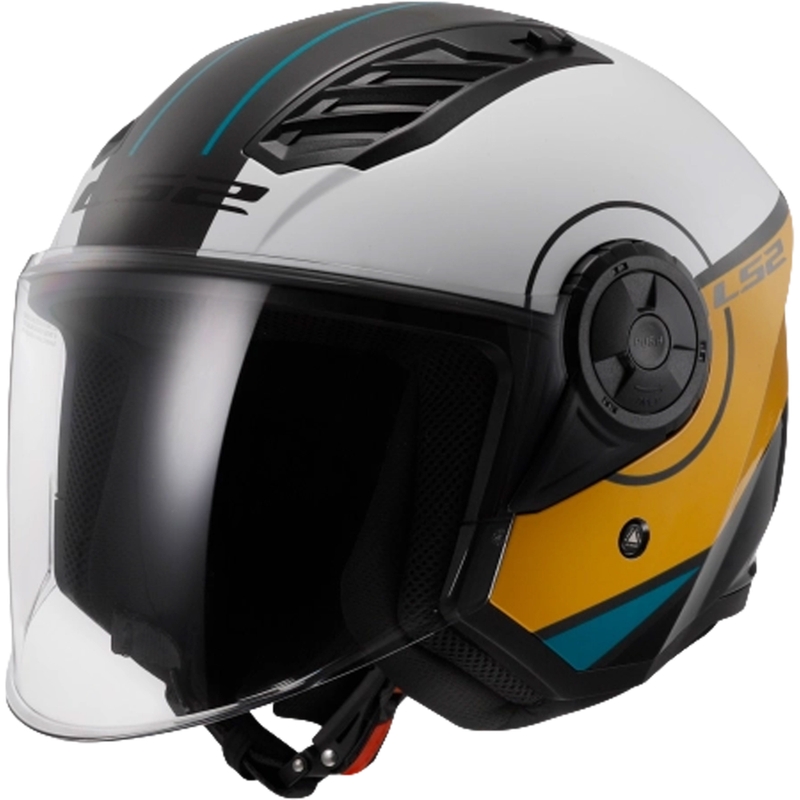 Avoin moottoripyöräilykypärä LS2 OF616 Airflow II Cover Kiiltävä valkoinen-ruskea