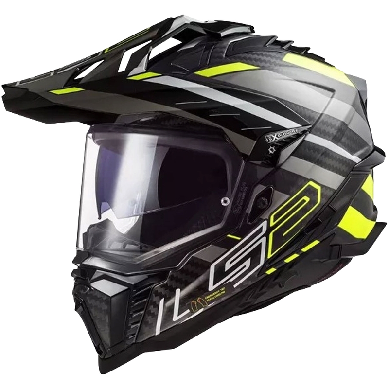 Enduro kypärä LS2 MX701 Explorer C Edge 06 musta-harmaa-fluokokeltainen