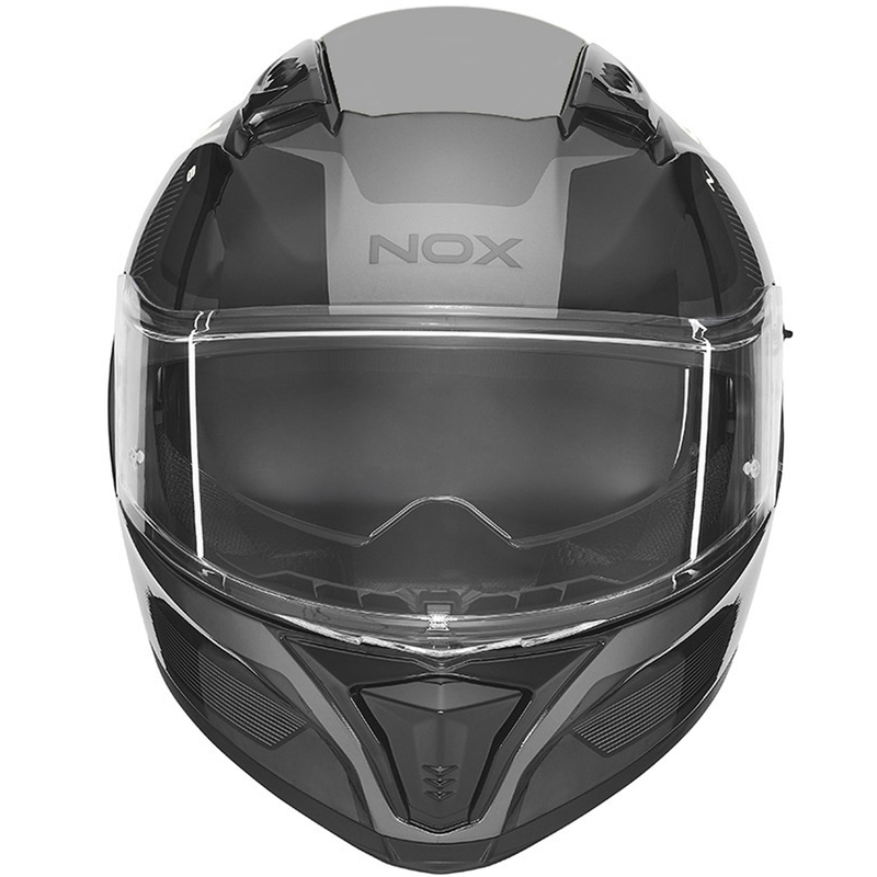 Kokokasvoinen moottoripyöräkypärä NOX N402 Mentor musta-valkoinen