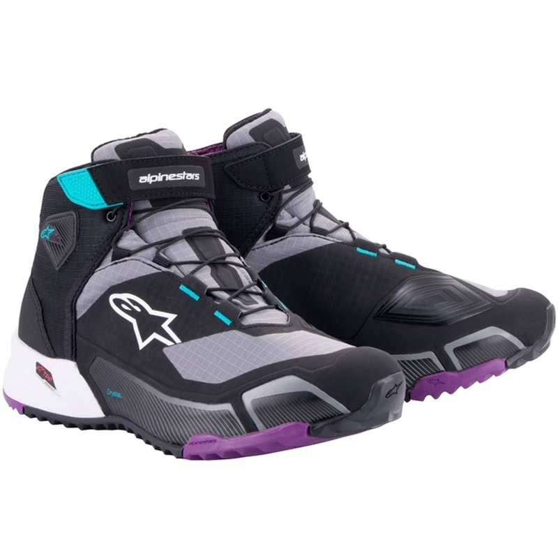 Alpinestars Naisten Stella CR-X Drystar Musta-harmaa-violetti-turkoosi Moottoripyöräsaappaat