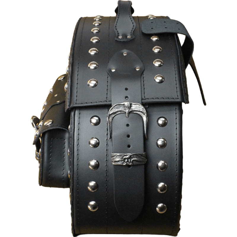 Nahkaiset moottoripyörän satulalaukut niiteillä RSA S162B musta