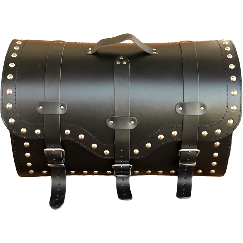 Nahkainen moottoripyörälaukku lukolla ja niiteillä RSA K155 musta